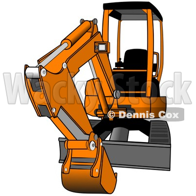 Royalty-Free (RF) Clipart Illustration of a Gray And Orange Mini Hydraulic Excavator Tractor © djart #74037