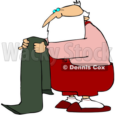 Royalty-Free (RF) Stock Illustration of Santa Folding A Green Towel © djart #80326