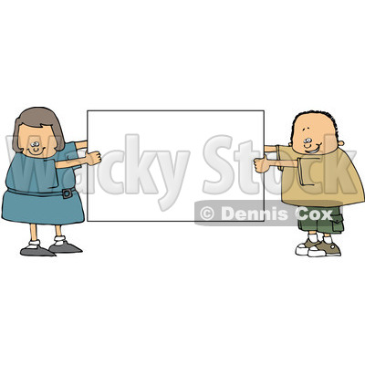 Royalty-Free (RF) Clipart Illustration of a Chubby Boy And Girl Holding A Blank White Sign © djart #83478