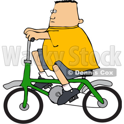 Royalty-Free (RF) Clipart Illustration of a Chubby Caucasian Boy Riding A Green Bicycle © djart #83901