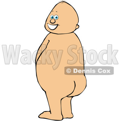 Royalty-Free (RF) Clipart Illustration of a Caucasian Baby Boy Standing And Peeing While Looking Back © djart #84480