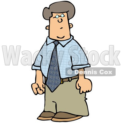 Royalty-Free (RF) Clipart Illustration of a Confused Businessman In A Blue Shirt And Khakis © djart #84884
