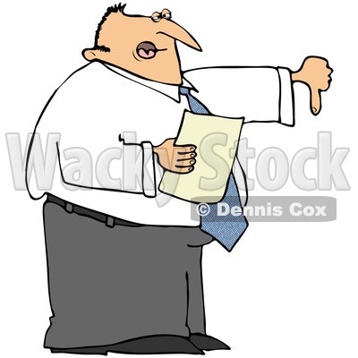 Royalty-Free (RF) Clipart Illustration of a Disappointed Male Boss Holding A Piece Of Paper And Holding His Thumb Down © djart #85052