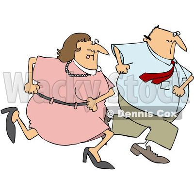 Royalty-Free (RF) Clipart Illustration of a Man And Woman On The Run Together © djart #85659