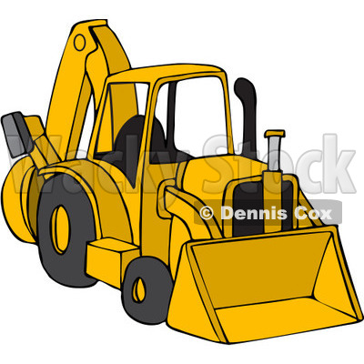 Royalty-Free (RF) Clipart Illustration of a Parked Yellow Backhoe © djart #88341