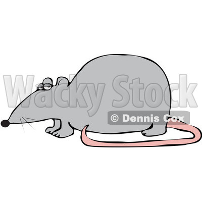 Royalty-Free (RF) Clipart Illustration of a Gray Rat With A Pink Tail In Profile © djart #92103