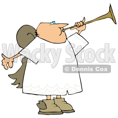 Bald Male Angel Playing a Horn Clipart Illustration © djart #9412