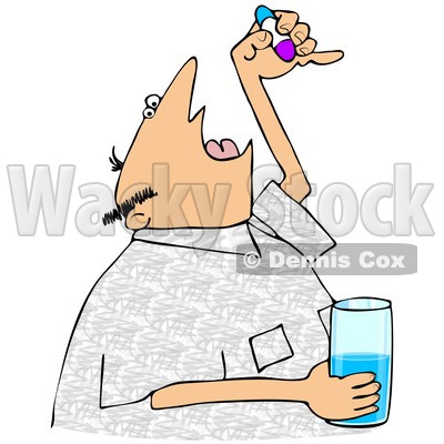 Royalty-Free (RF) Clipart Illustration of a Man Tilting His Head Back And Opening His Mouth To Take A Pill © djart #97354