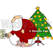 Royalty-Free (RF) Clipart Illustration of Santa In Pajamas, Plugging In His Christmas Tree Lights © djart #100265
