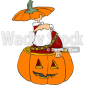 Royalty-Free (RF) Clipart Illustration of Santa Popping Out Of A Halloween Pumpkin And Holding The Top Over His Head © djart #100459