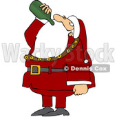 Royalty-Free (RF) Clipart Illustration of Santa Tilting His Head Back And Drinking Wine From A Bottle © djart #100460