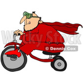 Royalty-Free (RF) Clipart Illustration of a Man In A Red Super Hero Suit, Riding A Trike © djart #101280