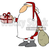 Royalty-Free (RF) Clipart Illustration of Santa Claus With A Really Long Beard, Carrying A Sack And Holding Out A Gift © djart #101703