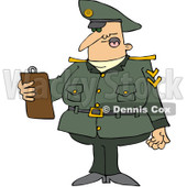Royalty-Free (RF) Clipart Illustration of an Army Man Reading A List From A Clipboard © djart #104298