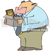 Royalty-Free (RF) Clip Art Illustration of a Fired Businessman Biting A Pink Slip And Carrying A Box Of His Stuff © djart #1044045