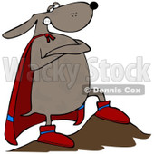 Royalty-Free (RF) Clipart Illustration of a Super Dog Hero With One Leg On A Boulder © djart #1044961