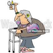 Royalty-Free (RF) Clip Art Illustration of a Senior Hippie Holding Up A Lighter © djart #1045270