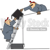 Royalty-Free (RF) Clip Art Illustration of Solar Panel Installers Working Together © djart #1050670