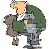 Royalty-Free (RF) Clip Art Illustration of a Man Holding His Dog And Cat © djart #1050687
