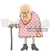 Royalty-Free Clip Art Illustration of a White Haired Granny With A Cane © djart #1051554