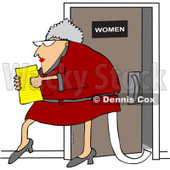 Royalty-Free Vector Clip Art Illustration of a Senior Office Woman Carrying A Document And Trailing Toilet Paper From The Restroom © djart #1051557