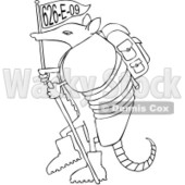 Royalty-Free (RF) Clipart Illustration of a Hiker Armadillo With A Flag  © djart #1052326