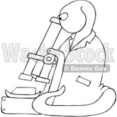 Royalty-Free Vector Clip Art Illustration of a Black And White C Elegans Roundworm Using A Microscope Outline © djart #1052980