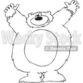 Royalty-Free Vector Clip Art Illustration of a Black And White Big Bear Attacking Outline © djart #1052982