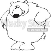 Royalty-Free Vector Clip Art Illustration of a Black And White Big Bear With His Hands On His Hips Outline © djart #1052983