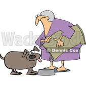 Royalty-Free Vector Clip Art Illustration of a Woman Pouring Dog Food Into A Dish © djart #1052988