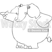 Royalty-Free Vector Clip Art Illustration of a Black And White Angry Elephant Pointing Outline © djart #1053001