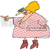 Royalty-Free Vector Clip Art Illustration of a Pointing Angry Woman In A Pink Floral Dress © djart #1053010