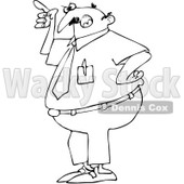 Royalty-Free Vector Clip Art Illustration of a Black And White Angry Businessman Pointing Outline © djart #1053013