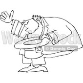 Royalty-Free Vector Clip Art Illustration of a Black And White Outline Of A Leprechaun Bowing © djart #1053632