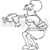Royalty-Free Vector Clip Art Illustration of a Black And White Woman Using A Taser Outline © djart #1054257
