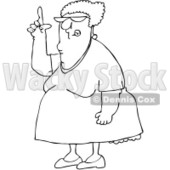 Royalty-Free Vector Clip Art Illustration of a Black And White Woman Pointing Up Outline © djart #1054258