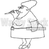 Royalty-Free Vector Clip Art Illustration of a Black And White Woman Throwing A Paper Plane Outline © djart #1054264