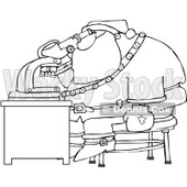 Royalty-Free Vector Clip Art Illustration of a Black And White Santa And Microscope Outline © djart #1054277