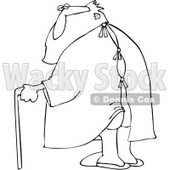 Royalty-Free Vector Clip Art Illustration of a Black And White Santa In Hospital Gown Outline © djart #1054296