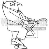 Royalty-Free Vector Clip Art Illustration of a Black And White Man Carrying A Gas Can Outline © djart #1054300