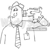 Royalty-Free Vector Clip Art Illustration of a Black And White Man Tasering Himself Outline © djart #1054301