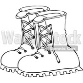 Royalty-Free Vector Clip Art Illustration of a Black And White Boots Outline © djart #1054319