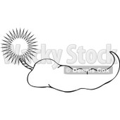 Royalty-Free Vector Clip Art Illustration of a Black And White Pepper And Fuse Outline © djart #1054321
