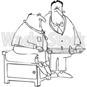 Royalty-Free Vector Clip Art Illustration of a Black And White Doctor And Patient Outline © djart #1054322