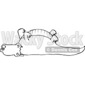 Royalty-Free Vector Clip Art Illustration of a Black And White Dead Alligator Outline © djart #1054329