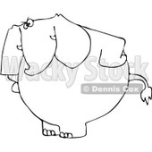 Royalty-Free Vector Clip Art Illustration of a Black And White Mad Elephant Outline © djart #1054330