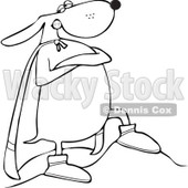 Royalty-Free Vector Clip Art Illustration of a Black And White Super Dog Outline © djart #1054333