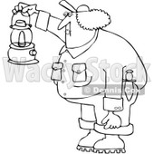 Royalty-Free Vetor Clip Art Illustration of a Coloring Page Outline Of A Female Worker Holding A Lantern © djart #1055080