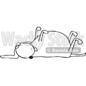 Royalty-Free Vetor Clip Art Illustration of an Outline Of A Dog Playing Dead © djart #1055083
