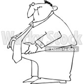 Royalty-Free Vetor Clip Art Illustration of a Coloring Page Outline Of A Fat Business Man © djart #1055084
